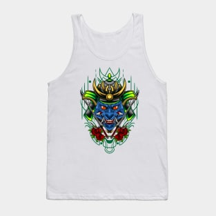 Samurai Cat - Green Kabuto Tank Top